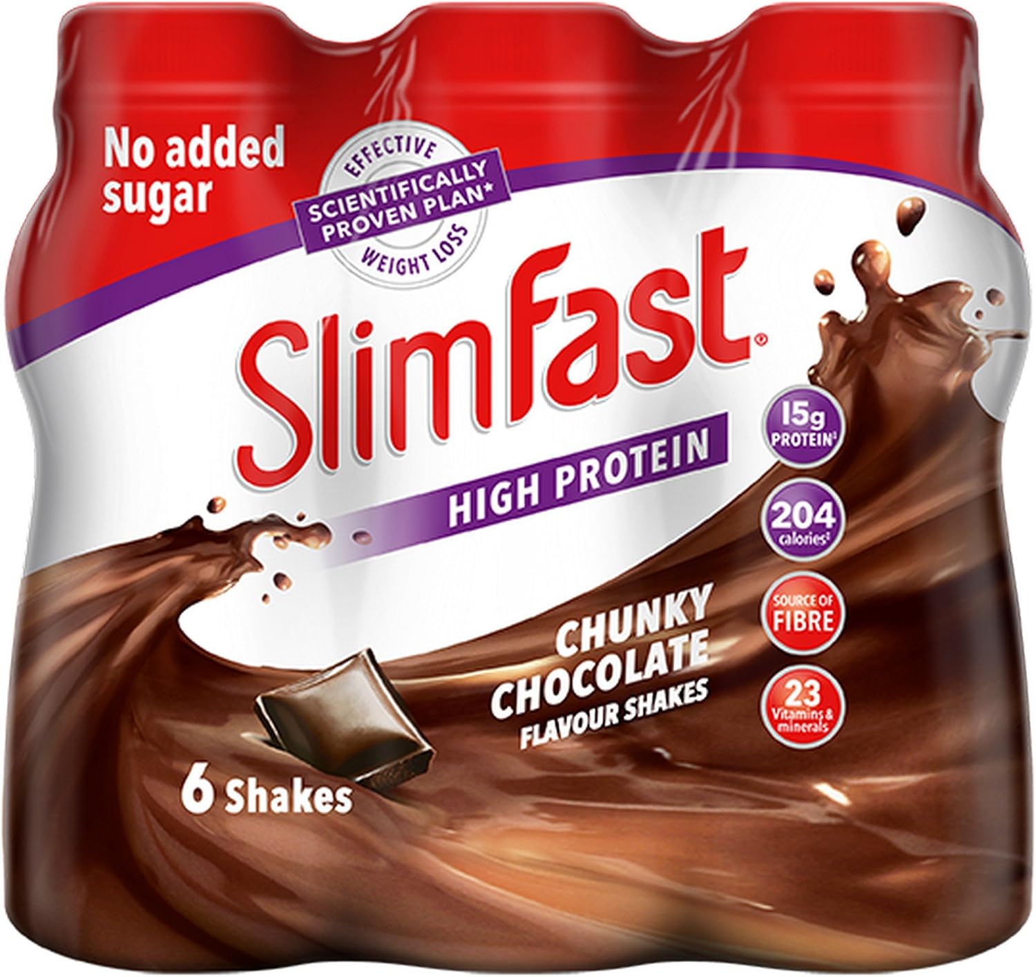 SlimFast Ready To Drink Chocolate Flavour Shake, 6 x 325ml, 325 ml (Pack of 6)