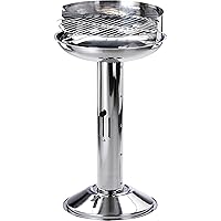  Säulengrill silber XXL Edelstahl Pillar Camping Garten Balkon ✔ rund ✔ verchromt ✔ stehend grillen ✔ Grillen mit Holzkohle 