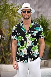 COOFANDY Mens Hawaiian Shirt Short Sleeve Floral