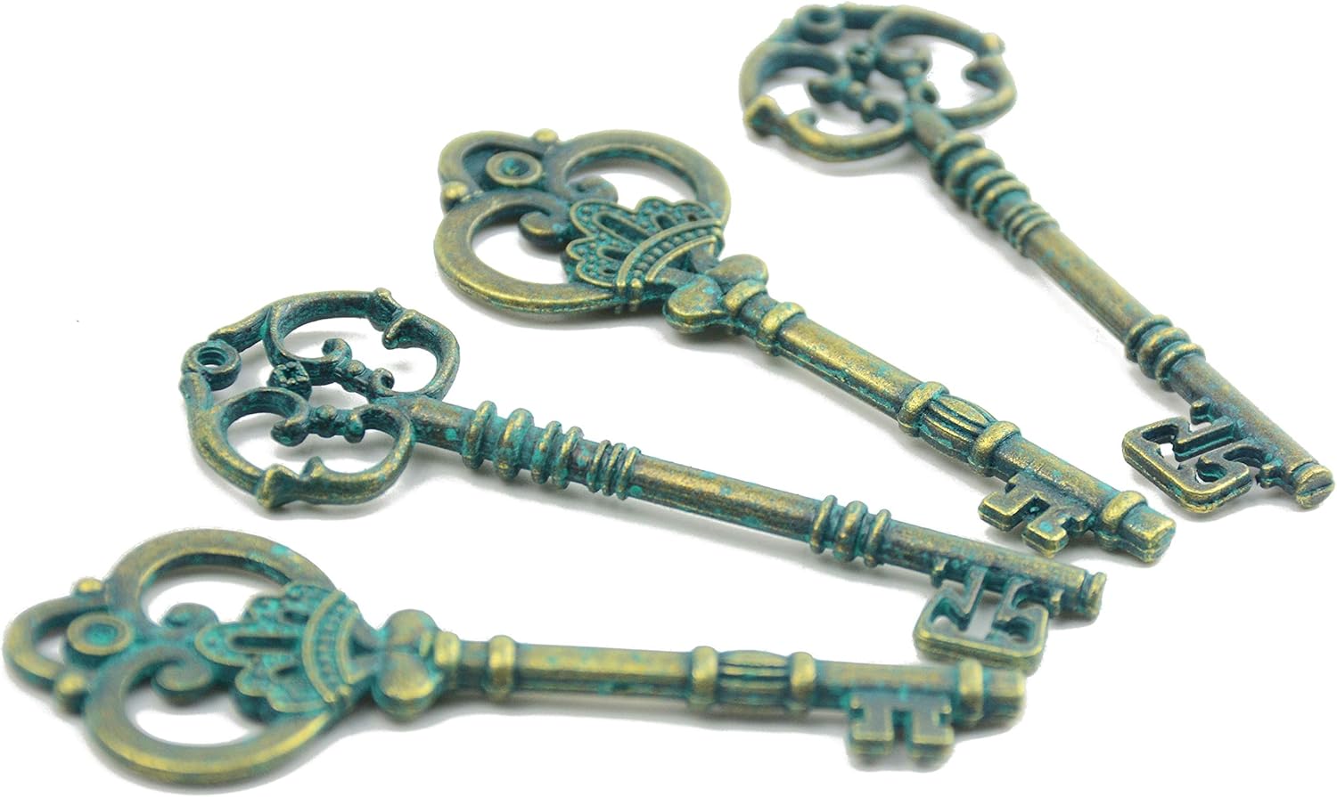 Makhry Mixed 20 Extra Large Antique Gold Finish Skeleton Key Rustic for Wedding Party Favor Decoration (Antique Green) - Image 4