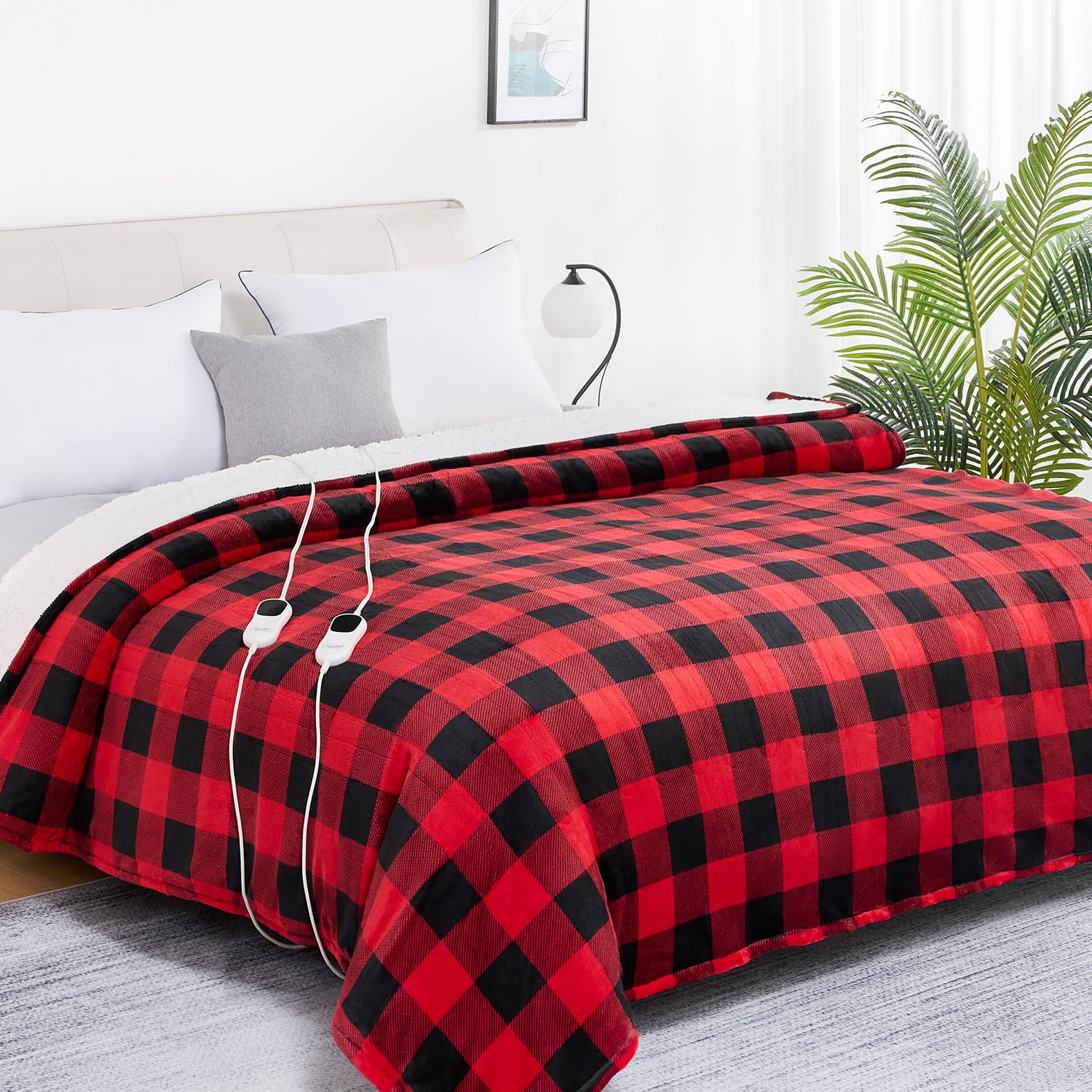 Photo 1 of *one plug doesn't work* Homemate Electric Blanket Heated King Size - 100“x90“ Ultra Soft Cozy Flannel Heating Blanket with 10 Fast Heat Levels 8 Hours Auto Off Over-Heated Protection ETL Certification Keep Warm in Home