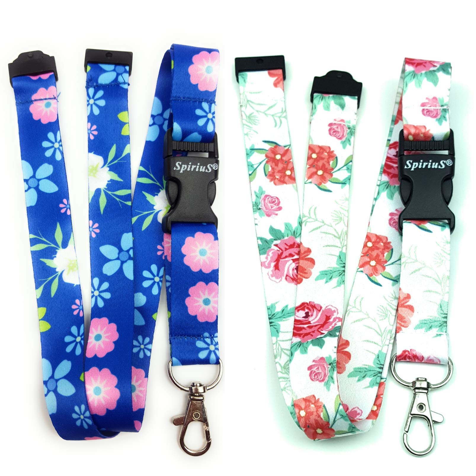 SPIRIUS Neck Lanyard Strap for Women with Metal Clasp for Id Badges, Card Holder, Keychain Set (Set of 2 (G))
