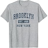 Brooklyn New York NY Vintage Sports Design Navy Print T-Shirt