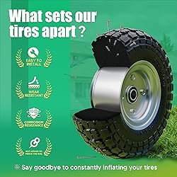 10-Inch 4.10/3.50-4 Tire and Wheel Flat Free by