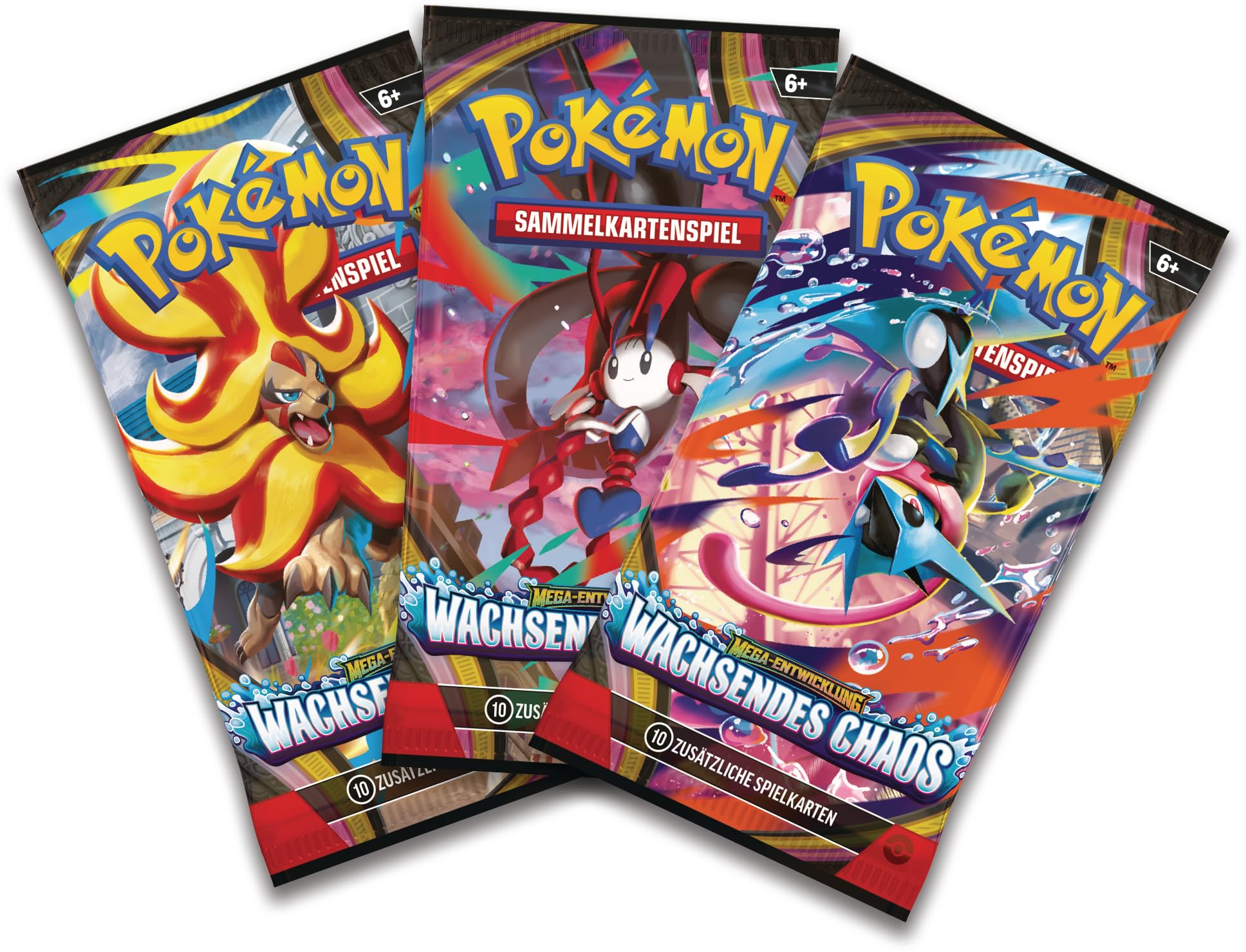 Pokémon-Sammelkartenspiel: 3er-Pack Mega-Entwicklung – Wachsendes Chaos: (1 holografische Promokarte & 3 Boosterpacks) 2