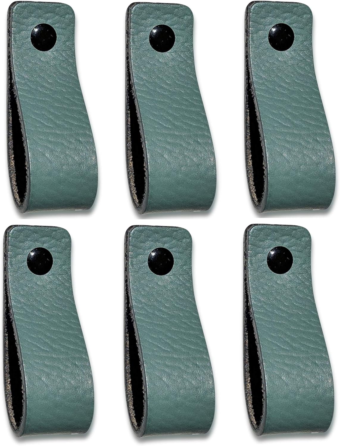 Brute Strength, Leather Handles for Furniture, Pale Green, 6 pcs, 16,5 x 2,5 cm, Cabinet Handle