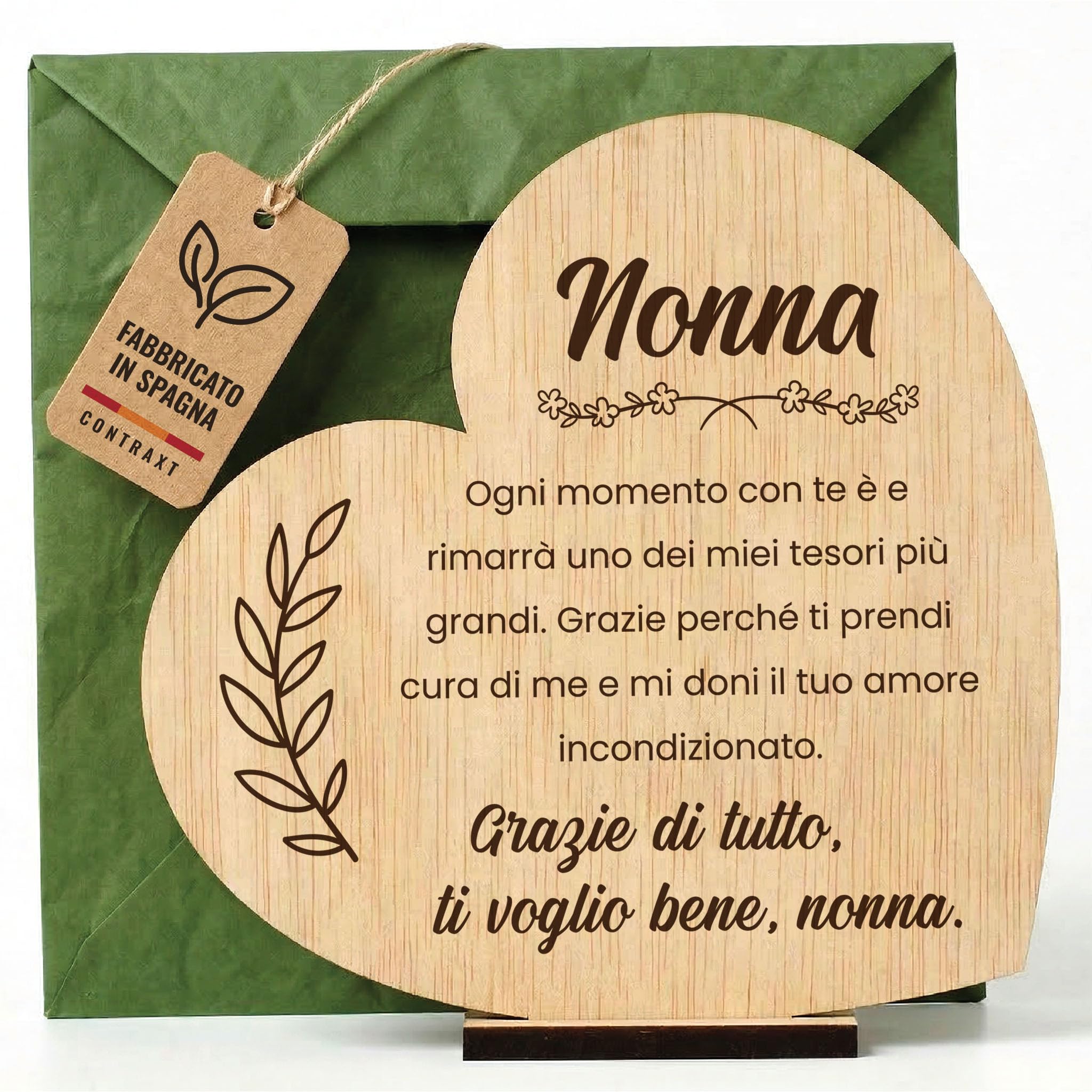 CONTRAXT Carta Biglietti di auguri Nonna in legno. Regali speciali compleanno nonne Dettagli congratulazioni cartoline nonna italiana speciale felice festa della nonna (Nonna)