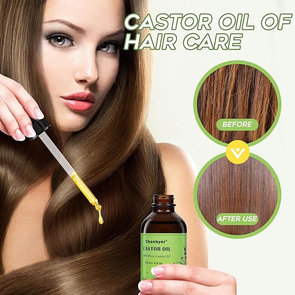CHANHYER CASTOR OIL NATURAL COLD-PRESSED,100% PURE,MOISTURIZING FOR SKIN, HAIR CARE, HEXANE FREE,EYELASH GROWTH SERUM, PERFECT FOR MASSAGE(4 FL OZ/ 118 ML)