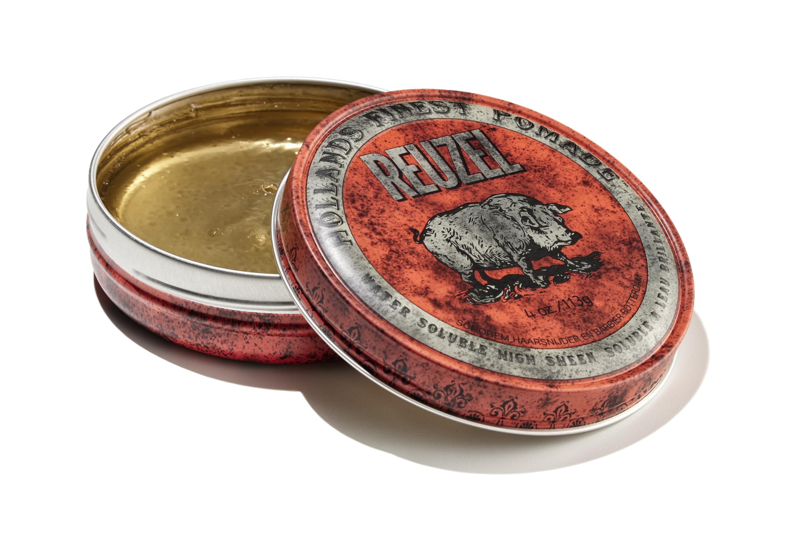 REUZEL Red Pomade, Medium All Day Hold, Water Soluble Styling, High Shine and Flake Free, Easy To Wash Out, For All Hair Types
