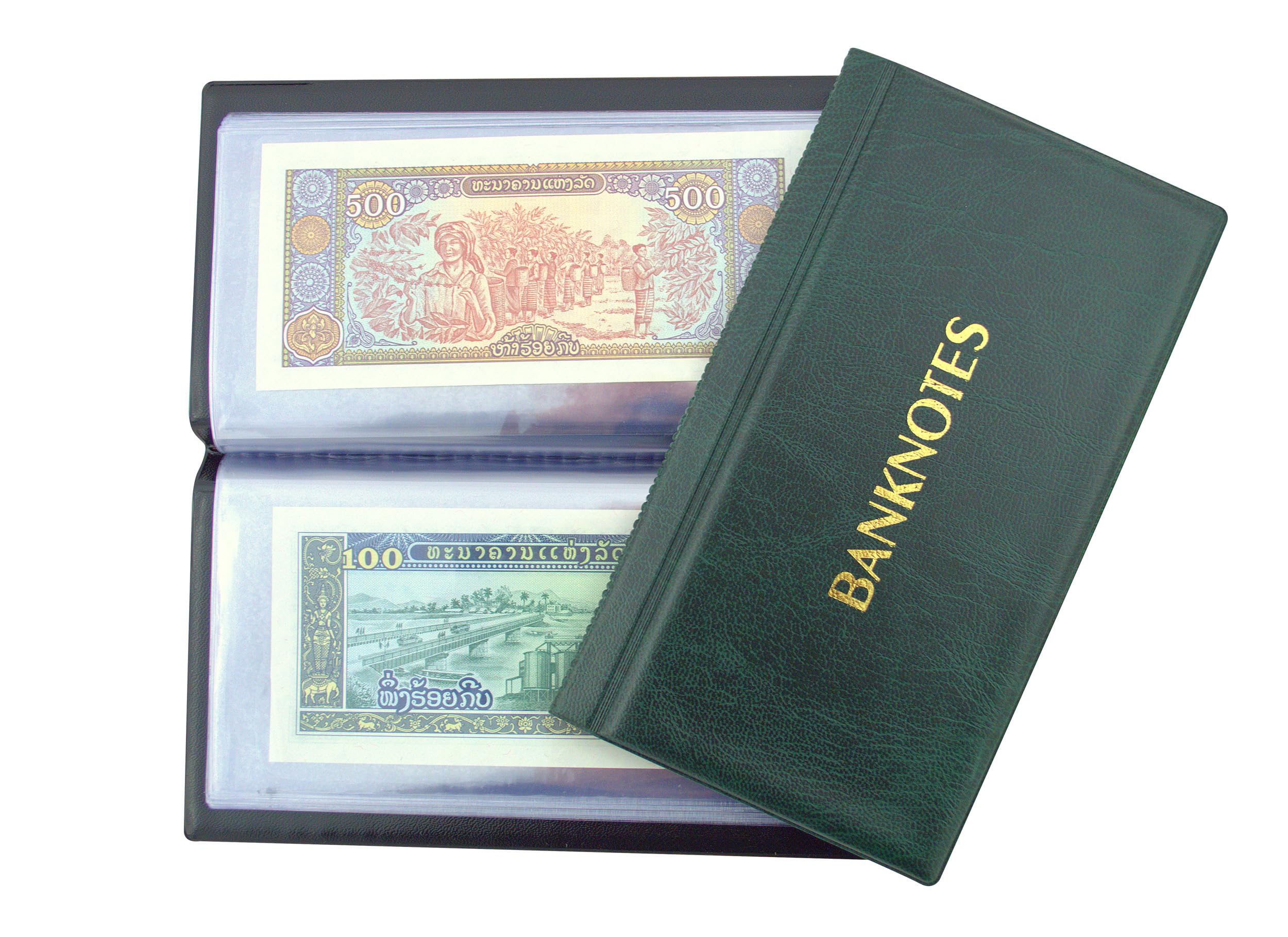 COLLECTOR ALBUM FOR BIG BANKNOTES NOTES Banknote Album with 20 pages 11x19cm (GREEN)