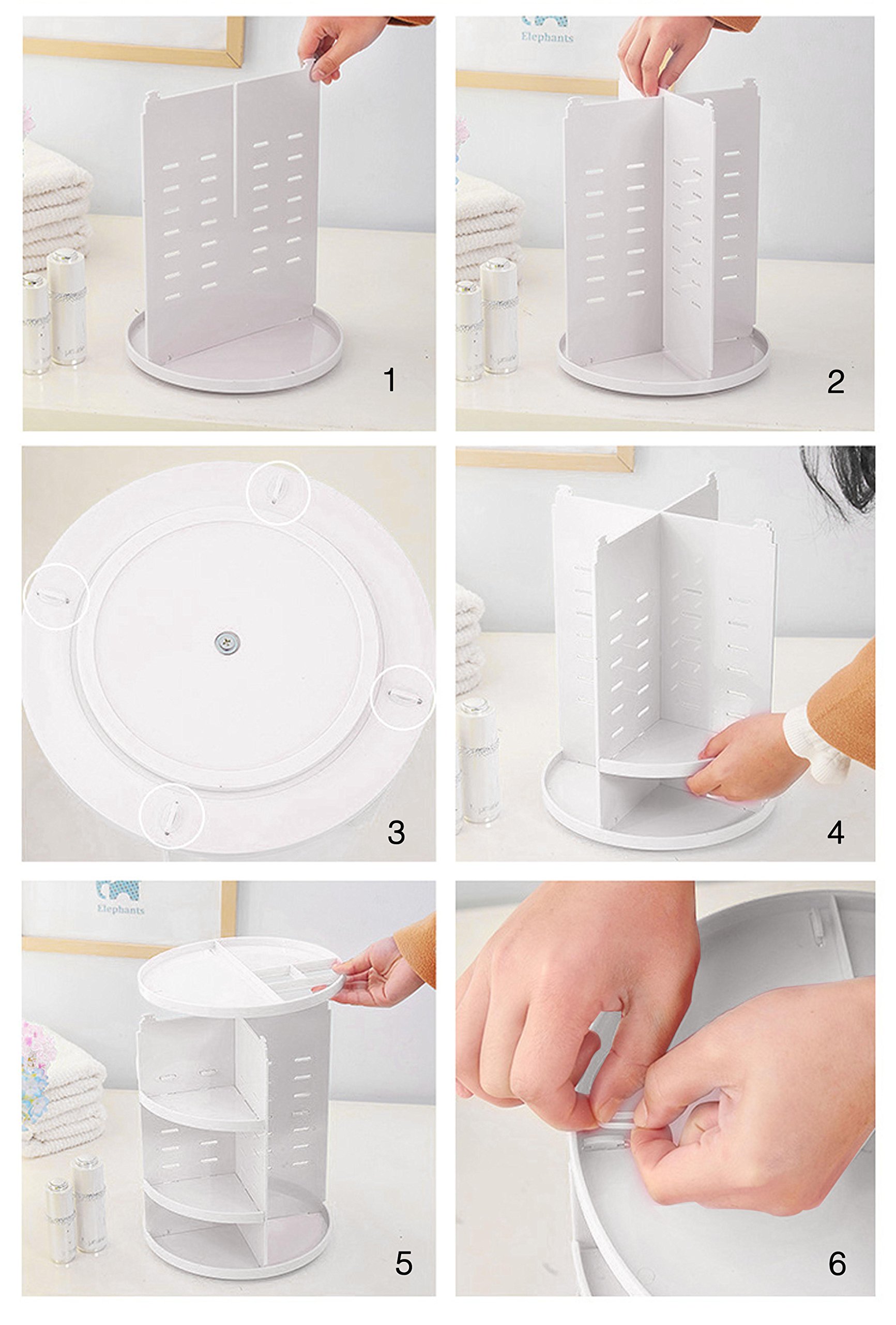 JJMG NEW 360° Rotation Table Top Make Up Organizer - Plastic Black Cosmetic Storage Case