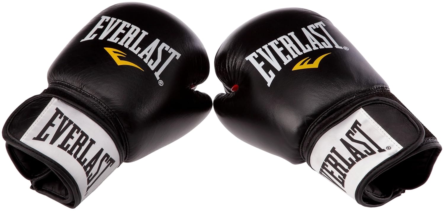Everlast Ergo Foam Leather Training Boxing Gloves Black black black
