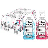 PRIME ZERO BERRY ICE &amp; CHERRY ICE Sugar Free Sports Drinks, Electrolyte Enhanced to Replenish Fluids, B Vitamins, Antioxidants, Low Calorie, Made with Natural Flavors, 12 Fl Oz 24 Pack