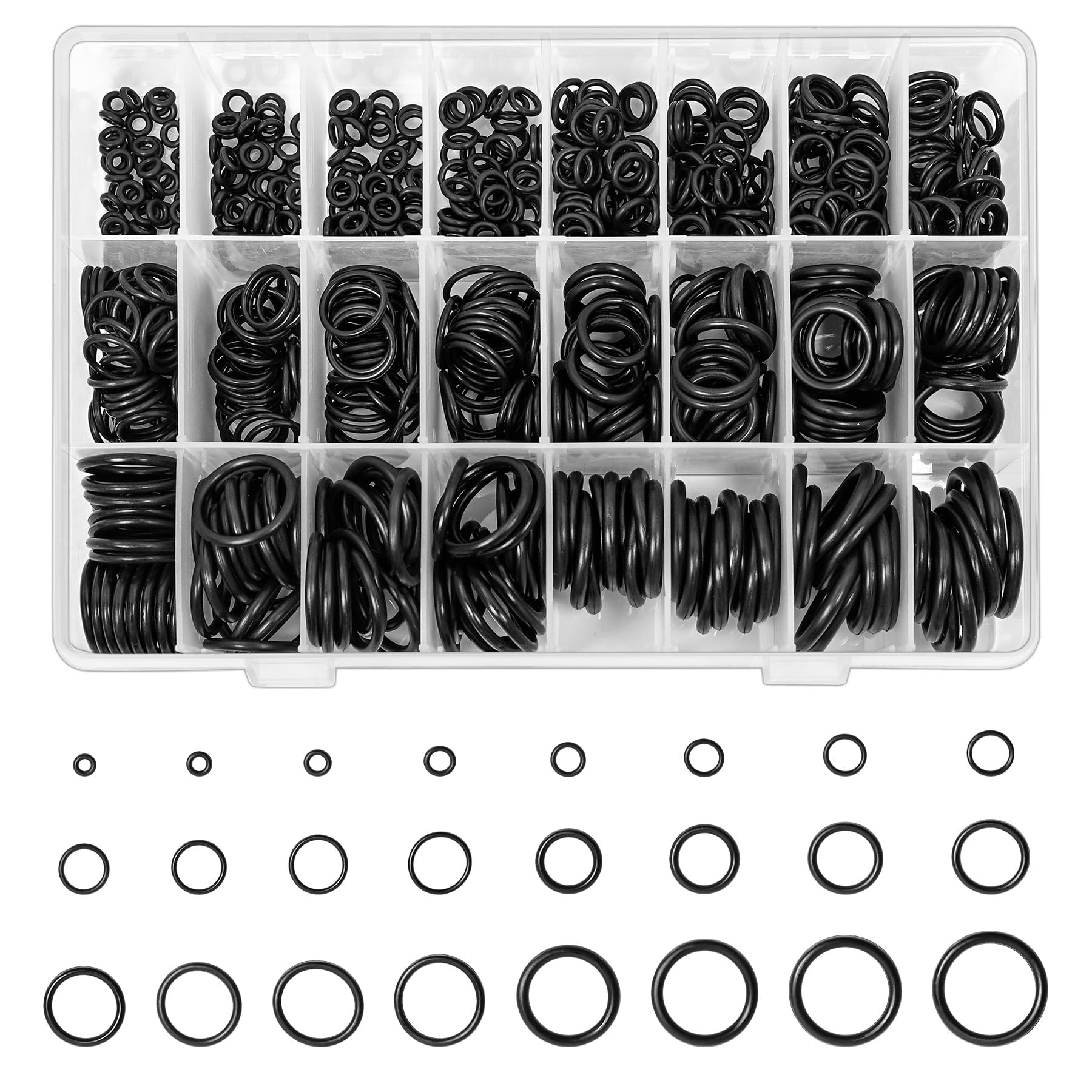 740PCS Rubber O Rings Assorted Kit, 24 Sizes O-Ring Gaskets for DIY & Plumbing Repairs, Rubber Washers, Sealing Gasket Washer Sets for Plumbing, Tap Washers, Auto Repair, Seal Rings, Black