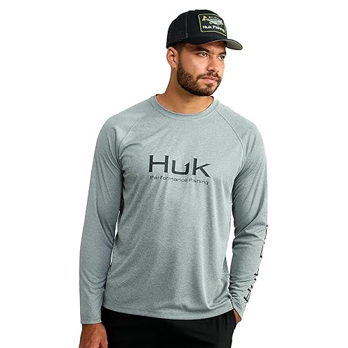 HUK Men's Standard Pursuit Vented Long Sleeve, 30 UPF Fishing Shirt, Night Owl Heather