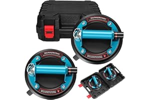 Gotsblock 8" Glass Suction Cup with Metal Handle, 2 Pack Heavy Duty Vacuum Suction Cup to Lift Large Glass/Granite/Tile/Window, 480lbs Load Capacity, Industrial Suction Cup with Carrying Case