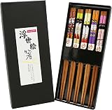 EXZACT 5 Pairs Natural Bamboo Chopsticks Gift Set Handmade Box Japanese Style view 1