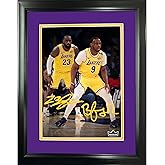 Framed LeBron James and Bronny James Jr. NBA Debut Father-Son Duo Los Angeles Lakers Dual Facsimile Laser Engraved Signature Auto 11"x14" Basketball Photo HOFSM Holo
