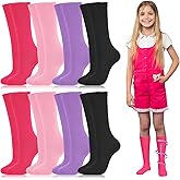 Shinymoon 8 Pairs Kids Compression Socks 15-20 Mmhg Knee Length Sock Calf Graduated Compression Stockings for Boys Girls