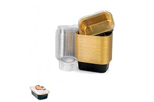 Zxjsisy 50 Pack Aluminum Ramekins with Lids，baking Mini Brownie Cupcake Pan Tins for Small Loaf, Cheesecake, Muffin