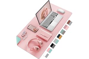Aothia Double-Sided PU Leather Desk Pad - Non-Slip Large Mouse Pad & Desk Mat for Office, Home - Waterproof, Easy to Clean, Durable Dual-Sided Surface (23.6"x13.7", Pink)