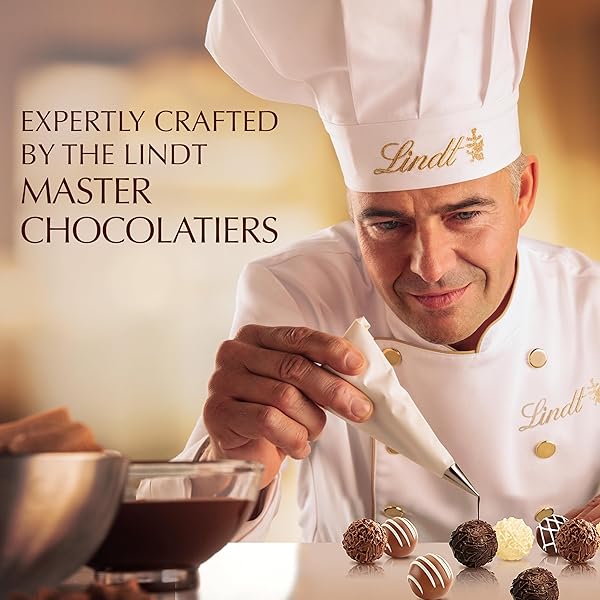 LINDT GOURMET TRUFFLES CHOCOLATE CANDY TRUFFLES GIFT BOX, ASSORTED CHOCOLATE TRUFFLES, 2.8 OZ.