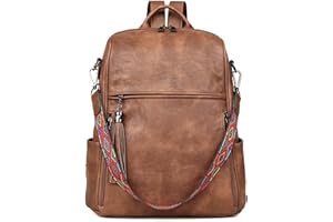 FADEON Backpack Purse for Women, Designer Ladies Vegan Leather Shoulder Bag, Fashion Roomly Travel Backpack Purses