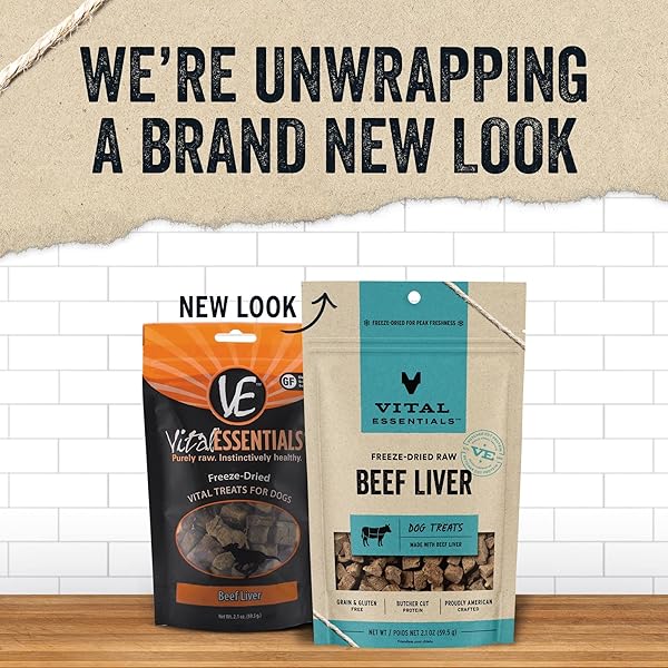 VITAL ESSENTIALS FREEZE DRIED DOG TREATS | BEEF LIVER, SINGLE INGREDIENT | PREMIUM QUALITY | GRAIN FREE TRAINING TREATS FOR DOGS, 2.1 OZ BAG