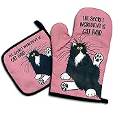 DLTRXMY, The Secret Ingredient is Cat Hair, Funny Oven Mitts and Pot Holders, Silicone Non-Slip Oven Mitts, Cat Mom, Cooking Baking BBQ Gifts