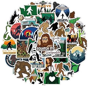 Bigfoot Yeti Stickers for Hydro Flask, 50pcs Cute Cool Aesthetic Vinyl Stickers for Hydroflask Water Bottle Laptop Skateboard, Waterproof Decal Stickers for Kids Women Adults, Teen Girl (Bigfoot)