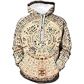 LAOLIUSN Men's Aztec Hoodie with Mayan Totems Design Mexican Themed Printed Sweatshirt