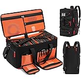 DJ Cable Gig Bag for Equipment, DJ Cable Organizer Backpack with Detachable Dividers and Padded Bottom, DJ Mixer Bag for Music Gear Accessories with 15.6'' Laptop Compartment (Black)