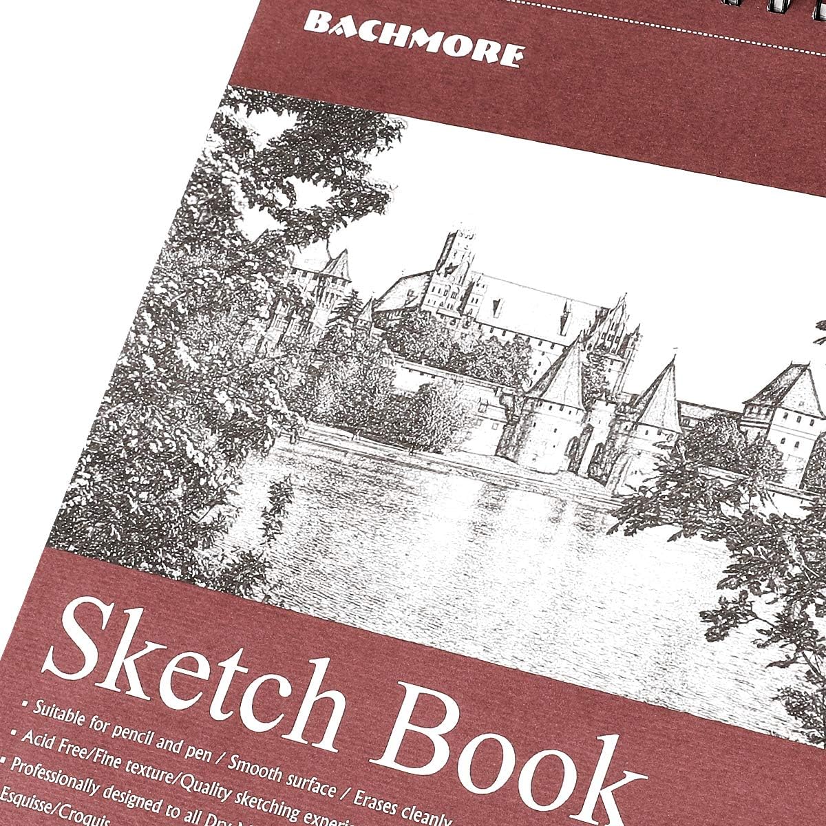 Bachmore Sketchpad 9X12" Inch (68lb/100g), 100 Sheets of TOP Spiral Bound Sketch Book for Artist Pro & Amateurs | Marker Art, Colored Pencil, Charcoal for Sketching: Arts, Crafts & Sewing