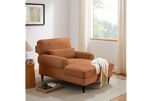 Condemo Modern Chaise Lounge Chair with Adjustable Backrest, Upholstered Indoor Leisure Sofa Recliner, Chair Sleeper for Bedroom, Living Room, Study Room, Office, Orange-red