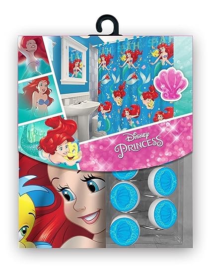 13pc Disney Ariel Little Mermaid Shower Curtain And Hooks Set