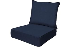 Honeycomb Outdoor Heritage Deep Seat, 24 x 23, Textured Solid Indigo Blue Chair Cushion for Patio Furniture