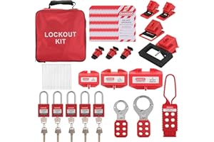 TOKCKYBL Lockout Tagout Kit Electrical Loto - 58 PCS OSHA Compliant Safety Kit with Padlocks, Hasps, Circuit Breaker Lockouts, Zip Ties, Tags & Storage Bag for Industrial/Electrical Equipment