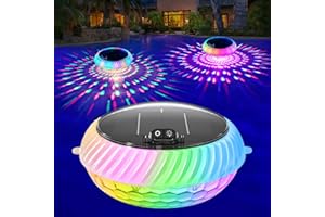 FirstE Solar Floating Pool Lights, 7.6" Dynamic RGB Color Floating Solar Pool Lights IP68 Waterproof, Light Sensing LED Pool Decor Light for Inground, Above Ground Pools, Outdoor, Garden, Party