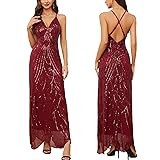 Women's V Neck Spaghetti Straps Sequin Sparkly