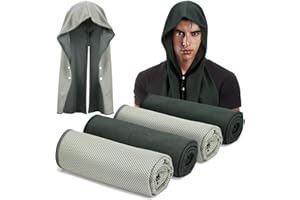 ACOSTOP Cooling Hoodie Towels, Absorbent & Quick Drying Sweat Towel Wraps for Neck and Face, Long-Lasting Cooling and Sun Protection in Hot Weather Summer Outdoor Accessories, 4 Pcs