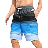 SILKWORLD Men's 9" Swim Trunks Quick Dry Mens Bathing Suit Mesh Lining Board Shorts with Pockets