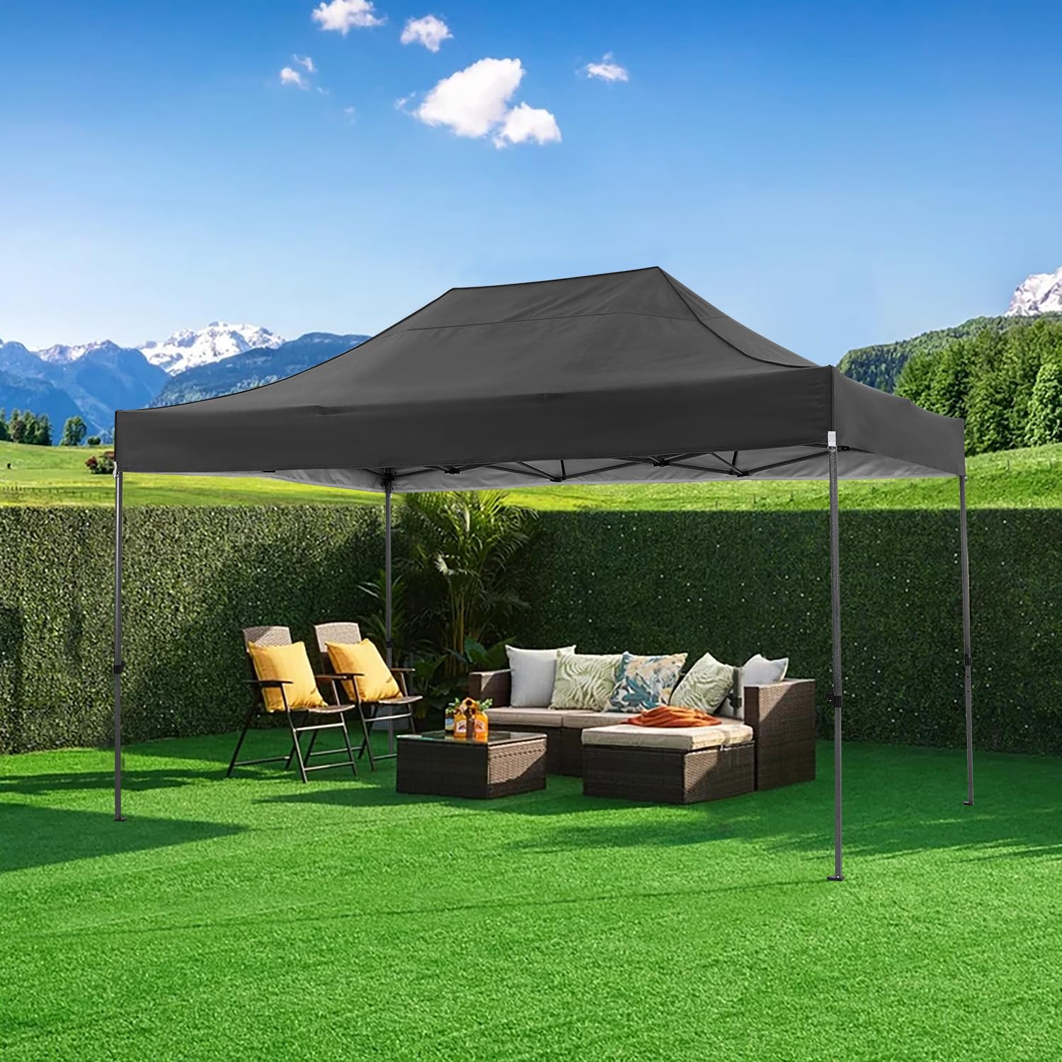 COBIZI Pavillon 3x4,5 wasserdicht stabil Winterfest 3.0, Faltpavillon 3x4,5 Partyzelt, Gartenpavillon UV Schutz mit 4 Seitenteilen Festival Partyzelt Sonnenschutz Pavillon, Schwarz 2