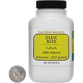 Oleic Acid [C18H34O2] 100% Pure GP Grade Liquid in 8 Oz in a Space-Saver Bottle