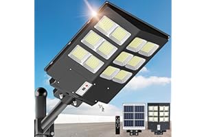 Vipzon 2400W Solar Street Lights Outdoor - Wide Angle Solar Lights Outdoor, Solar Parking Lot Lights Dusk to Dawn, 6500K Street Lights Solar Powered with Motion Sensor for Yard, Stadium