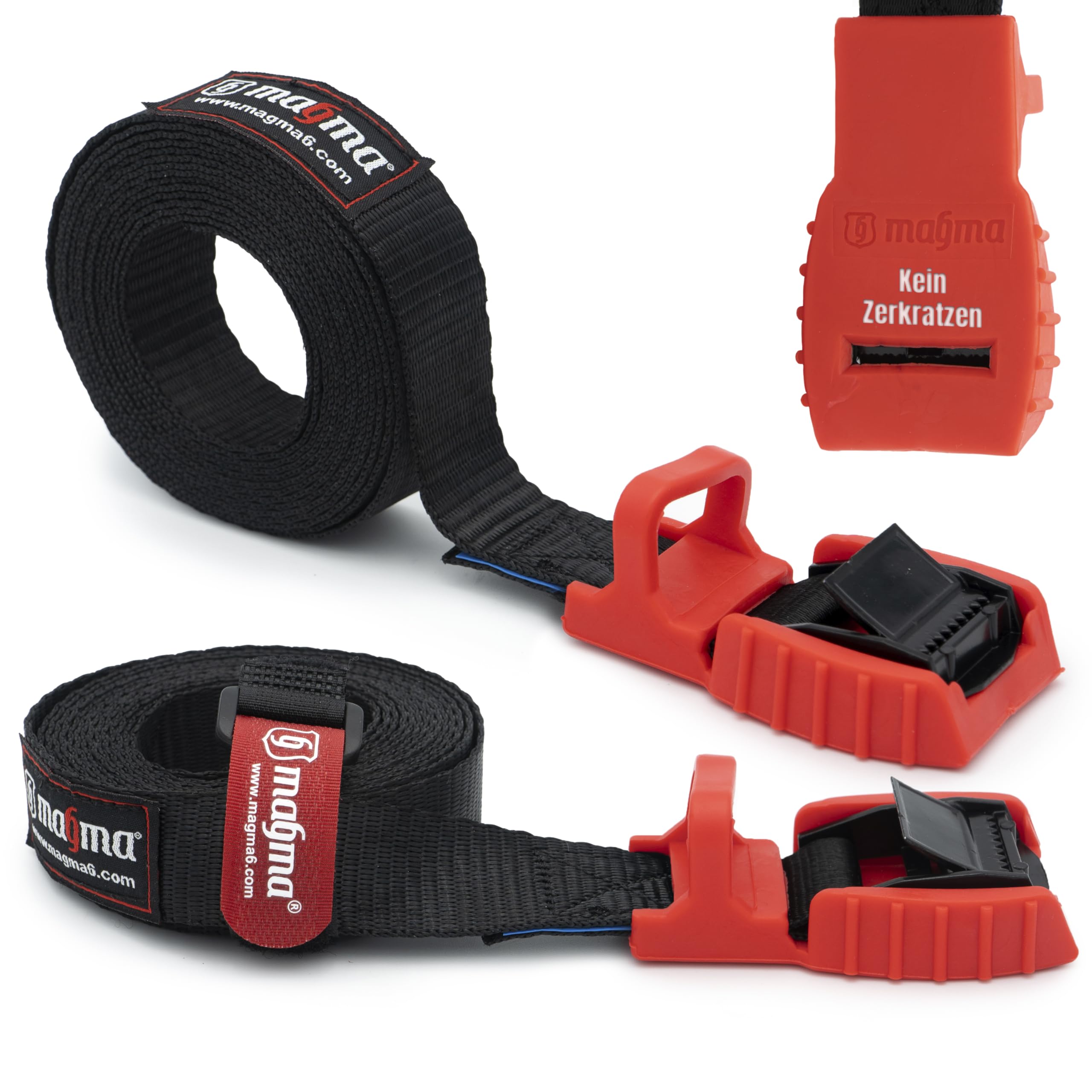 MAGMA 2 Cambuckle Straps | Load Strap Bike, Rack, Surf Board, Moto, Car, Kayak and Carriers | Adjustable and Heavy-Duty Belt Cords Strapping Tools Cargo Automotive | Fastening Tie Buckles | Red 3m