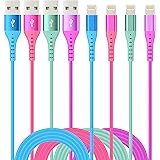 4Colors(Rose Green+Purple Blue) Lightning Cable 4Pack(6/6/6/6FT) iPhone Charger Apple Certified Unbreakable Fast USB Charging