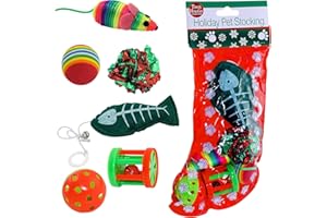 Kole Christmas Cat Stocking, 6 Assorted Toys, Medium Breeds