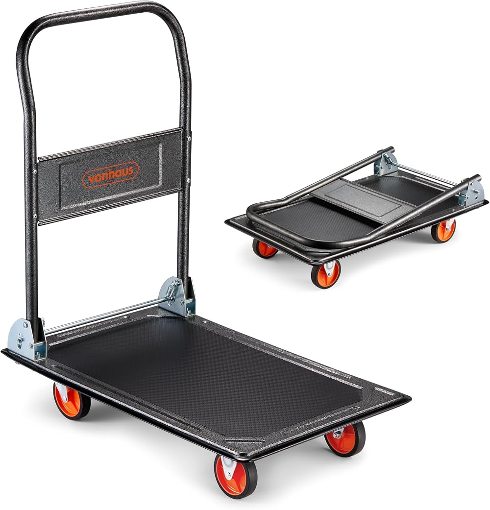 VonHaus Folding Platform Trolley 150kg Capacity Heavy Duty Platform Truck