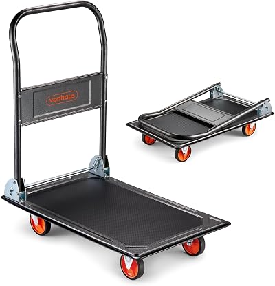VonHaus Folding Platform Trolley 150kg Capacity Heavy Duty Platform Truck