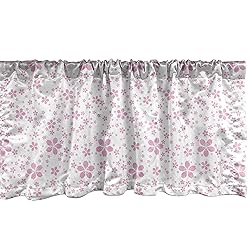 Ambesonne Cherry Blossom Window Valance, Pink